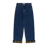 ワイドフィットロールアップチェックデニムパンツ/WIDE FIT ROLL-UP CHECK DENIM PANTS [6882]