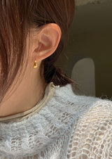 [92.5silver] bulky drop one-touch earrings (gold)