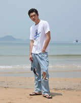 グランマ プリント レギュラー Tシャツ / GRANDMA PRINTED REGULAR FIT T-SHIRT BLUE
