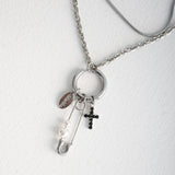 2ディファレントテクスチャーチェーンレイヤードネックレス/[Unisex] 2 different texture chain layered necklace