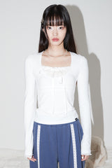 レースリボントップ (WHITE)