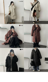 Lit hooded long padded coat