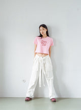 ピース＆ラブ クラブ Tシャツ / Peace&Love*Club Crop T-shirt (Pink)