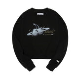 チェリープラネットグラフィッククロップスウェットシャツ / CHERRY PLANET GRAPHIC CROP SWEATSHIRT [BLACK]
