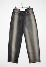 ラインフェイデッドデニムパンツ / black blue line faded denim