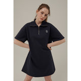 スモールロゴハーフジップアップミニドレス / SMALL LOGO HALF ZIPUP MINI DRESS_NAVY