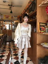ロマンティックラブレースクロップベルベットノースリーブ