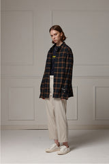 Loose-fit check shirts - Darkgreen (4622121599094)