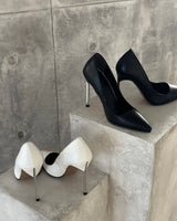 Silver-grooved Stelleto high heels