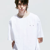 リブボールドネックピアストTシャツ / rib bold neck pierced t-shirt white