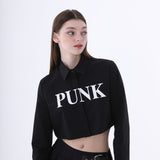 パンククロップシャツ/0 1 punk crop shirt - BLACK