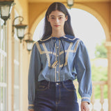 Sailor Lace Polka Dot Blouse (6643858505846)