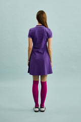 スモールチェリーフレアーピケドレス／SMALL CHERRY FLARED PIQUE DRESS [PURPLE]