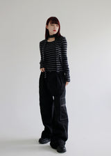 ストライプスカーフセットTシャツ/Stripe scarf set T-shirt (2color)