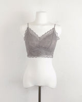 ノビットカッププ内蔵レースブラレットクロップナッシュキャミソール / Norbit capped lace bralette crop sleeveless sleeveless
