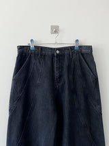 Coupure wide denim pants