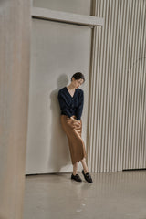 Vボタンカーディガン/V BUTTON CARDIGAN_SMOKE