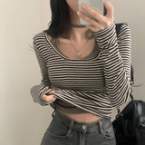 [T-shirt ONLY] ホルタースリーブレス + ストリープオフショルダーロングスリーブセットアップ