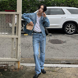 カラーレスデニムジャケット/Collarless denim jacket