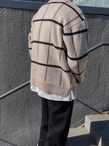 87 Check Half Zip Up Collar Knit (3color)
