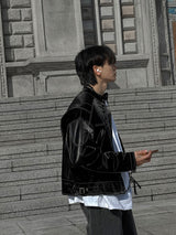 ASCLO Stitch Glossy Biker Jacket (3color)