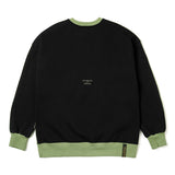 ハーフカラーオーバーサイズヘビースウェット/22 HALF COLOR OVERSIZED HEAVY SWEAT CREWNECK KHAKI BLACK