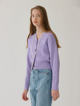 (CD-22137)BASIC BUTTON CARDIGAN LAVENDER (6672299327606)