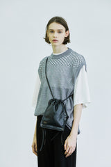 グラデーションパンチングニットベスト/gradation punching knit vest grey