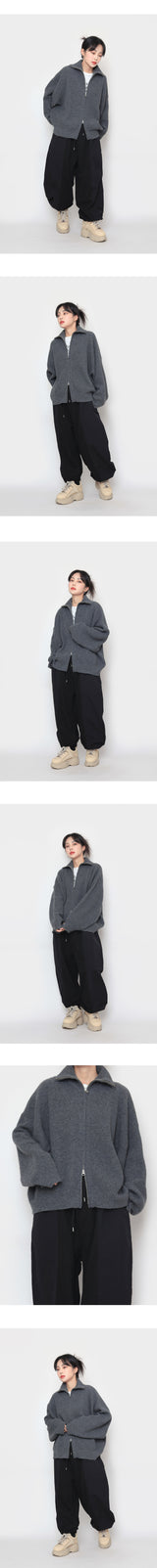 ラムスウールニットウェア2wayジップアップ / lambswool knitwear two-way zip-up