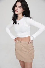 mii リブ LS クロップTシャツ / ストラップタンクトップ / mii RIBBED LS CROP T-SHIRT WHITE
