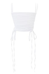 2シャーリングハートネッククロップドスリーブレストップ/two shirring heart neck cropped sleeveless top (white)