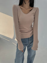 ナッピングVネックロングスリーブTシャツ