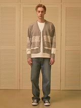 GRADATION KNIT CARDIGAN (GREY) (6675327844470)