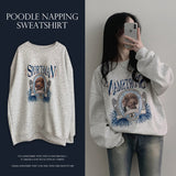 rear poodle printed overfit napping sweatshirt
