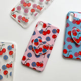 Cherry&Daisy Pink / hard glossy case iPhone Galaxy (6587674099830)
