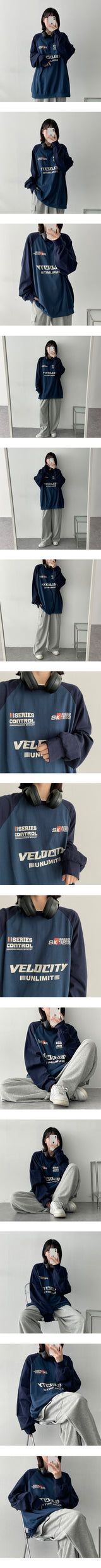 Velour Colored Raglan Sweatshirt