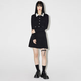 Haley Ribbon Knit Skirt [BLACK] (6638400438390)
