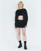 プリーツロゴテープミニスカート / Pleated Logo-Tape Mini Skirt _ Black