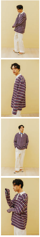 ストライプポロロングスリーブ / STRIPED POLO LONG SLEEVE [NAVY]