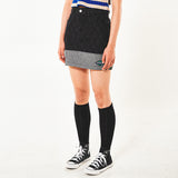 フェンススイングデニムミニスカート / FENCE SWING DENIM MINI SKIRT (BLACK)