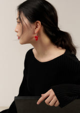 raspberry earring - red