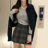 [BELLIDE MADE] Single warmer round long-sleeved cropped T-shirt