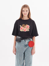 エンジェルプリントワイド半袖Tシャツ ブラック/ angel print wide short sleeve t-shirt black (4470393733238)