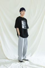 フロントシームツーウェイワイドスウェットパンツ / FRONT SEAM 2WAY WIDE SWEAT PANTS GREY (6554437582966)