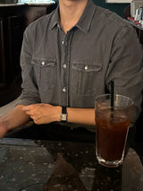 LMN two-pocket oversized denim shirt (3 colors)