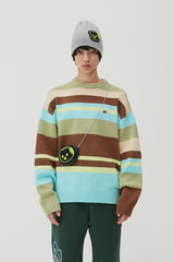 Bear Patch Multi Stripe Knit_Olive Green (6678731292790)