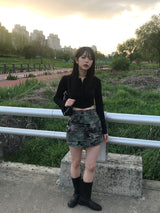 Military cargo mini skirt