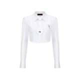 01ネクタイクロップシャツ / 0 1 necktie crop shirt - WHITE