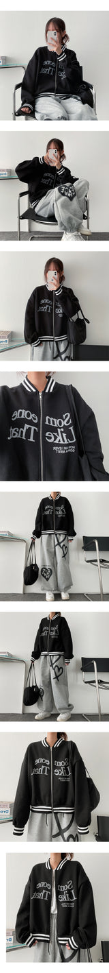 [fleece] Thumb Like Water Lettering Color Jumper