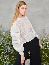 レースリンクルパフブラウス / Lace Wrinkle Puff Blouse (2colors)